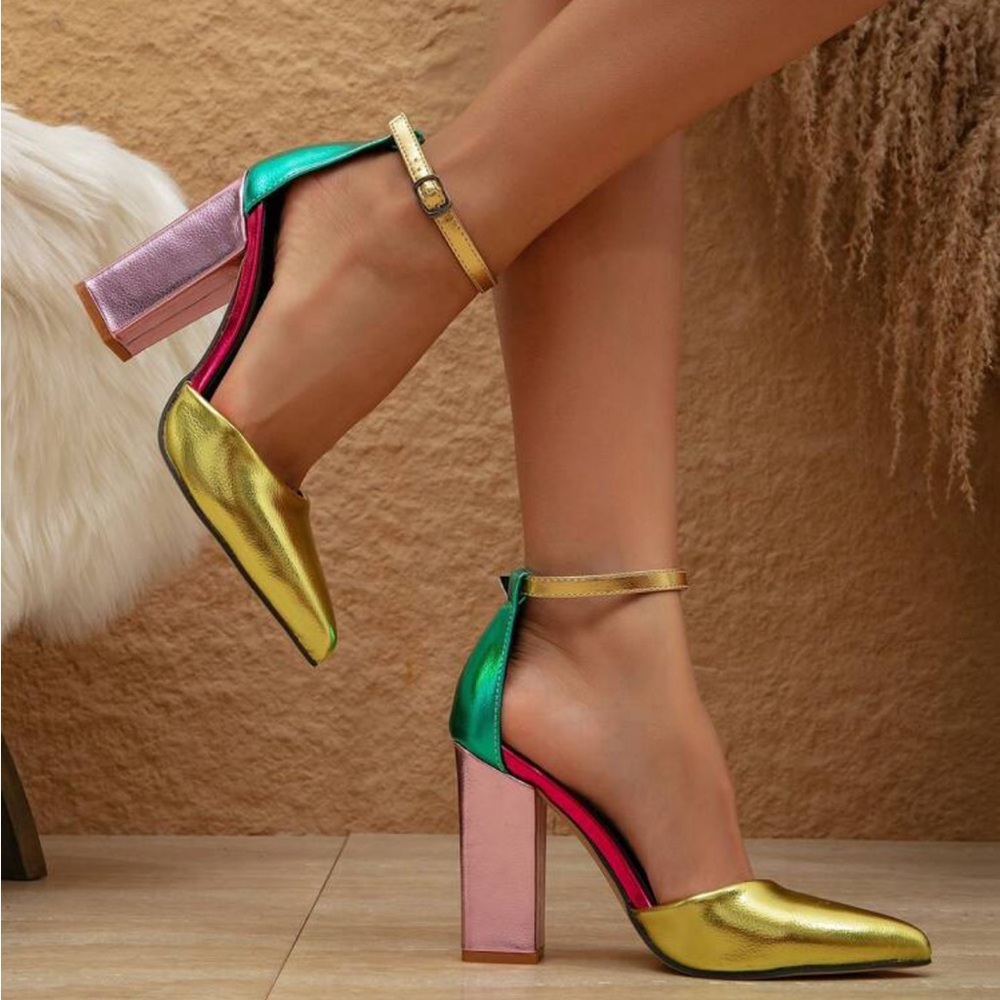 Women'S Fashionable Pointed Toe Hollow Out Multi-Color High Heel Single Shoes - Picture 4 of 5